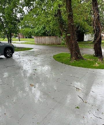 Wrap around driveway, tree