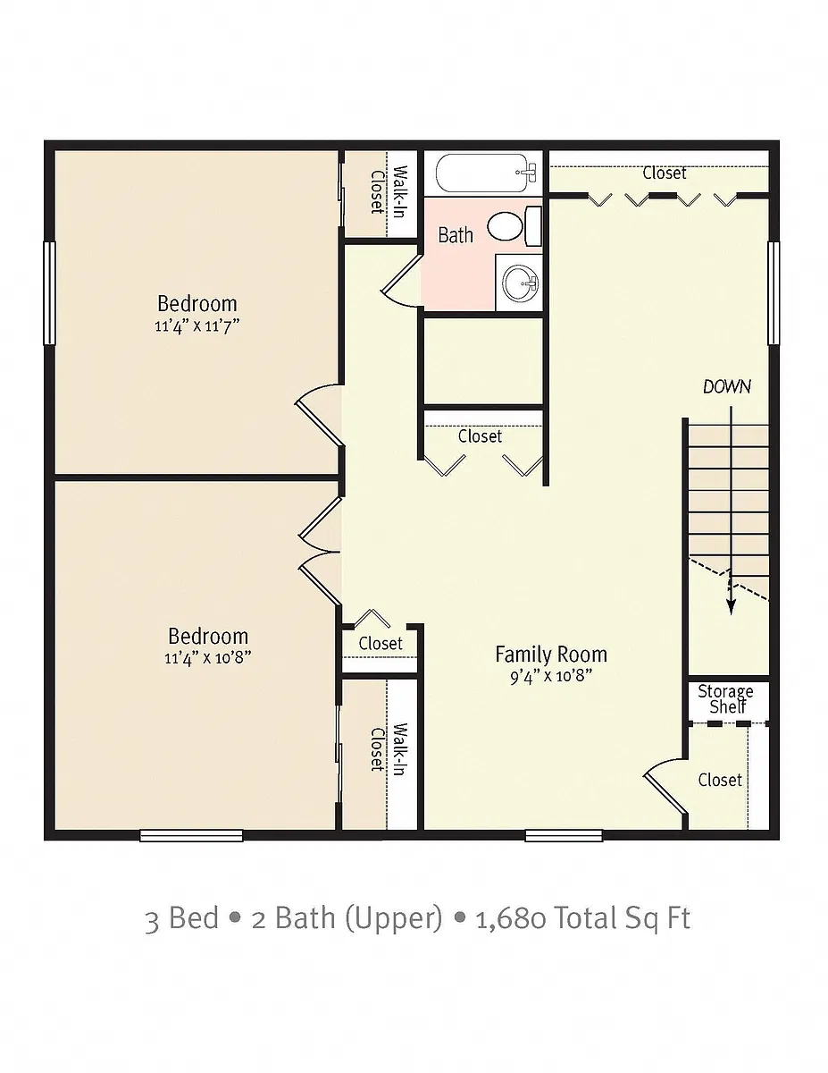 Floor plan 3 Bedroom/2 Bath