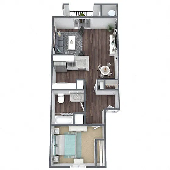 Floor plan A1: 1 Bed 1 Bath