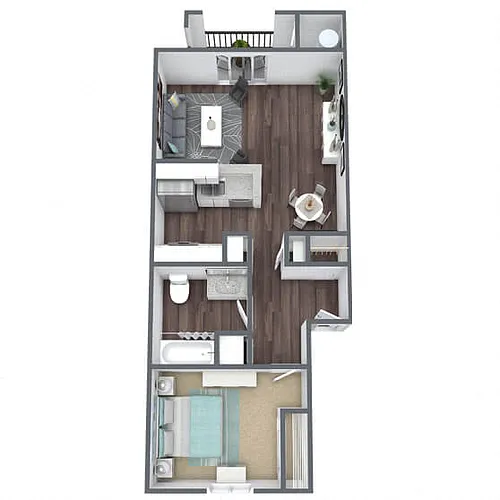 Floor plan A1: 1 Bed 1 Bath