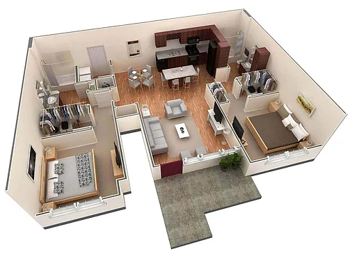 Floor plan 2 BR Grand Courtyard