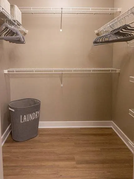 Interior view of Champion Reserve Townhomes primary bedroom walk-in closet
