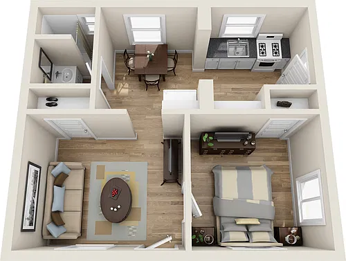 Floor plan 1 bed 1 bath