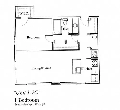 Floor plan 1 Bedroom, 1 Bath