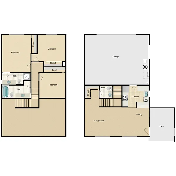 Floor plan 3 Bedroom 2.5 Bathroom
