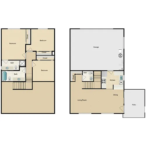 Floor plan 3 Bedroom 2.5 Bathroom