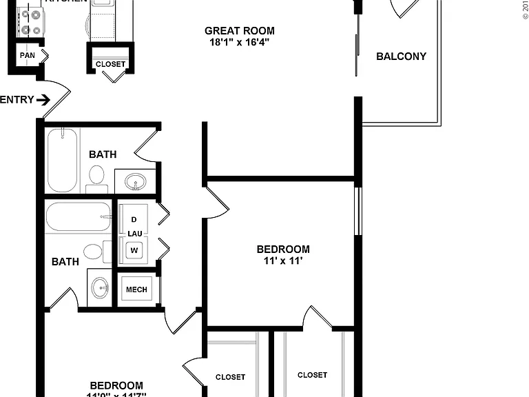 2.2B: Beds - 2: Baths - 2: SqFt Range - 923 to 923