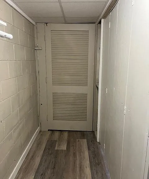 storage room in closet (contains the water heater)