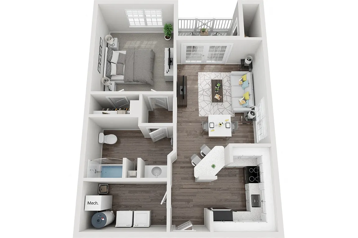 Floor plan The Beaufort 1 Bedroom 1 Bath Renovated
