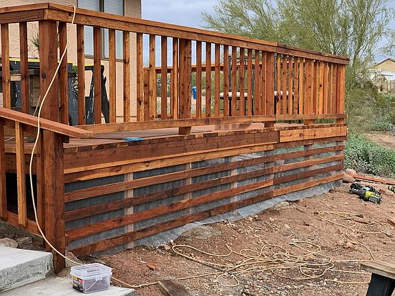 New deck underway, it's dreamy! Also will have landscaping rock and fill in lower yard levels down, yard-lot is amazing.