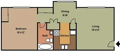 Floor plan 1 Bedroom 1 Bath