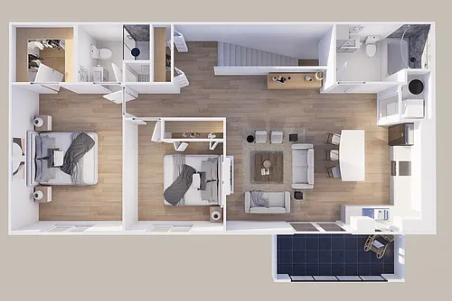 Floor plan Upper - Front View - 2 Stall