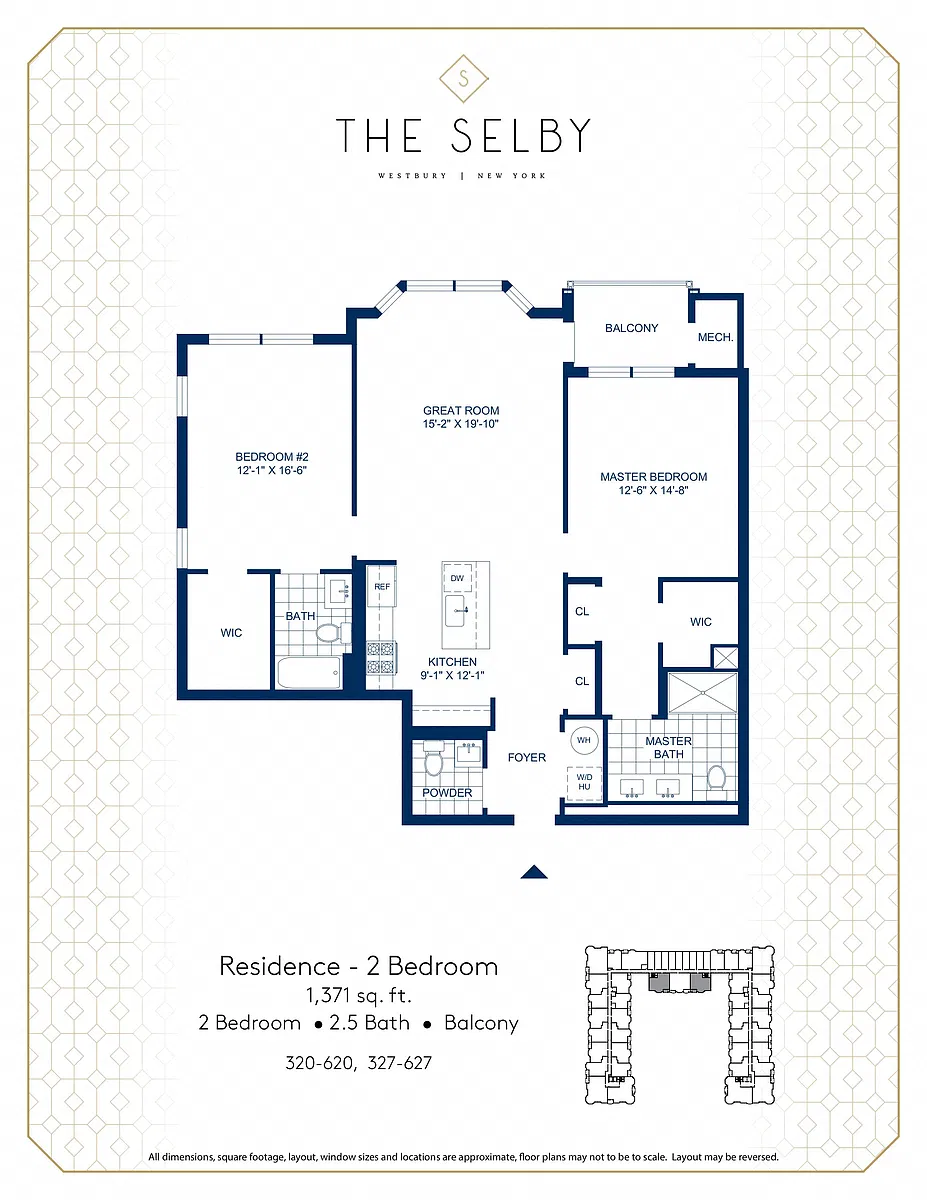Floor plan 2 Bed - 2.5 Bath - Balcony