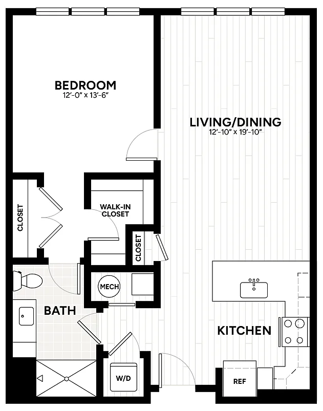 Floor plan 1 Bed/1 Bath-A6