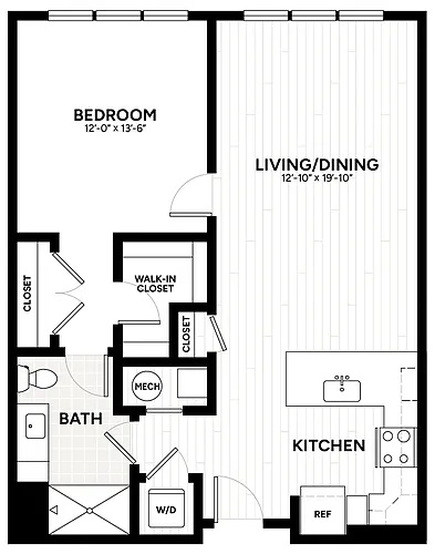 Floor plan 1 Bed/1 Bath-A6