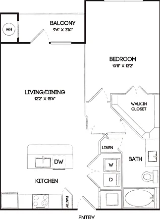 A4B 1 Bedroom Floor Plan A4B 1 Bedroom Floor Plan