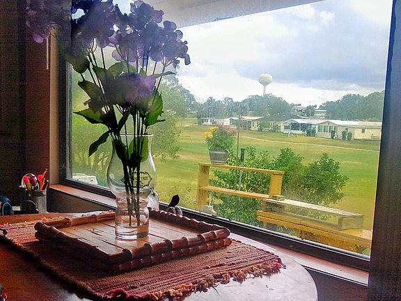 view of golf course from kitchen window.