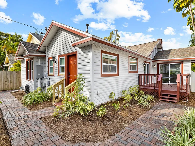 Side view with private porch area