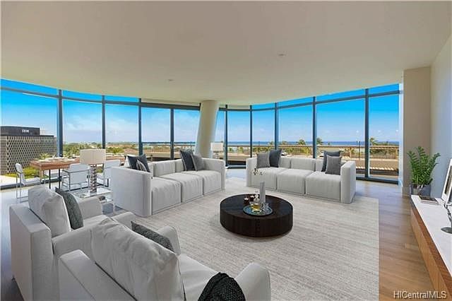 Huge great room.  Virtual staged photo.