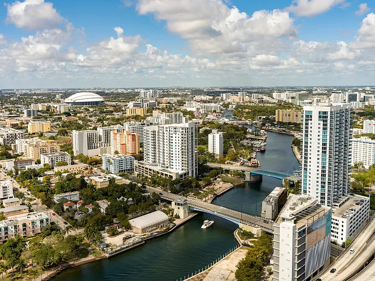 Aerial view of Modera Riverside in Miami, FL.