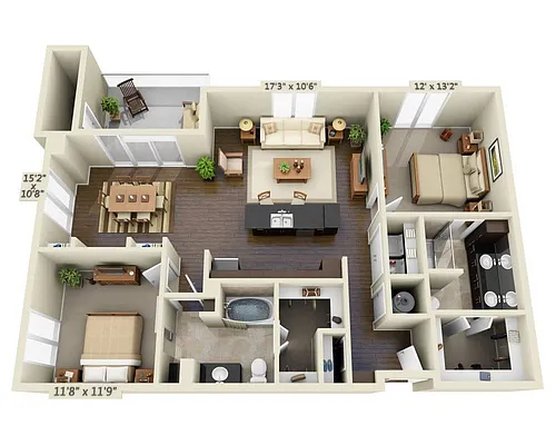 Floor plan Two Bedroom Penthouse B2I-PH