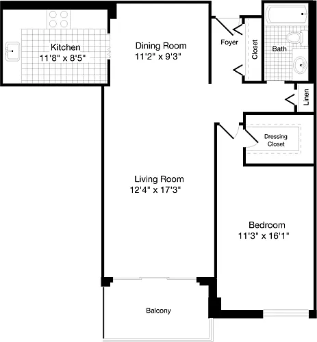 Floor plan 1 Bedroom F