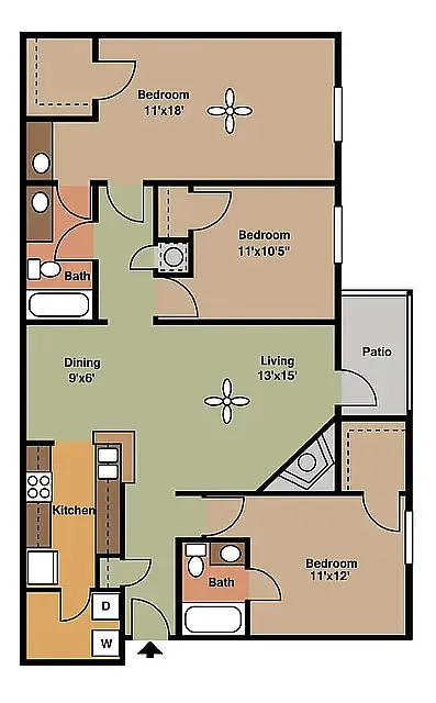 Floor plan Three Bedroom