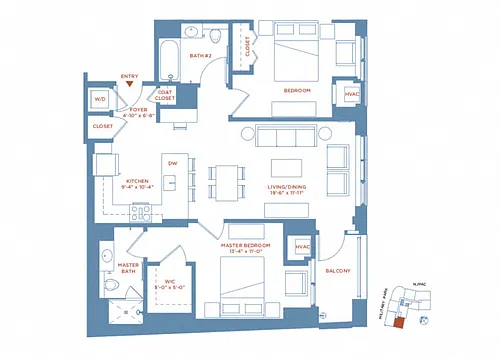 Floor plan 2 Bed/2 Bath Penthouse