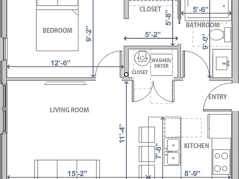 Explore this thoughtfully designed one-bedroom apartment layout located in the heart of Provo. Explore this thoughtfully designed one-bedroom apartment layout located in the heart of Provo.