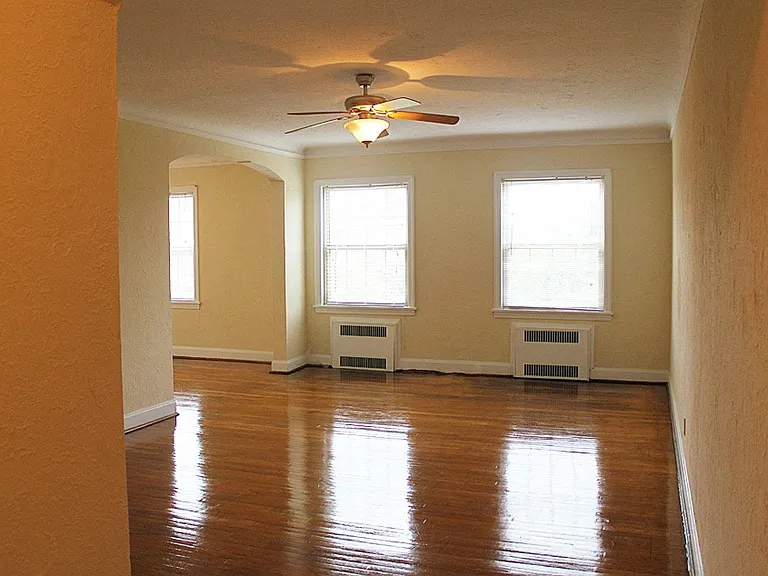 Living room with polished hardwood floors