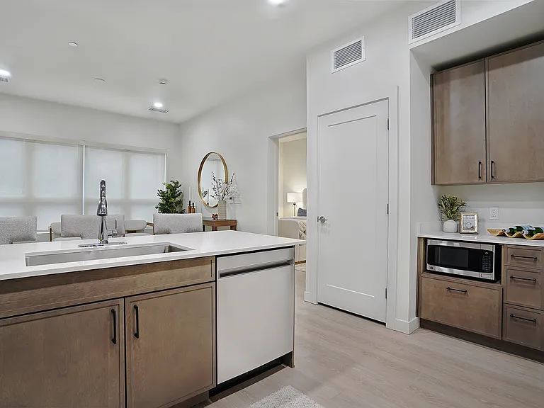 Fully Equipped Kitchen with ample cabinet space.
