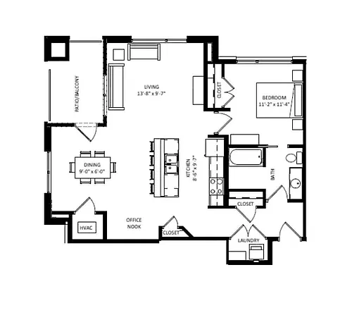 Floor plan 1 Bedroom A6