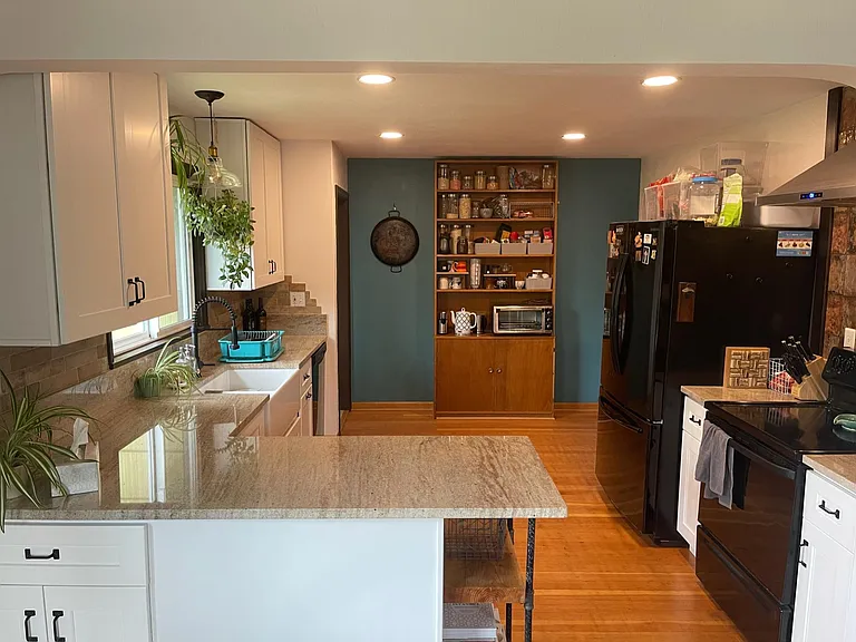 Restored hardwood floors.