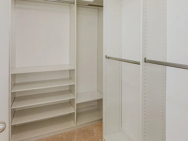 Shelves and rods are adjustable.