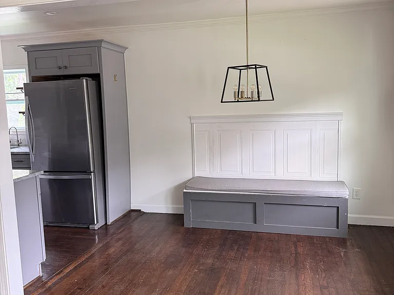 Dining room with built in storage bench