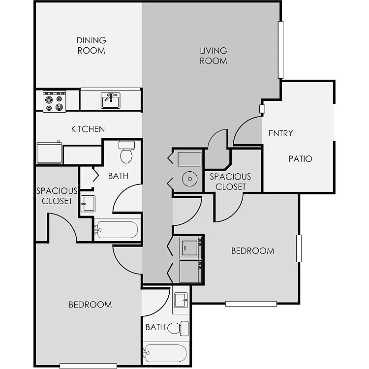 Floor plan 2 Bedroom 2 Bathroom Flat