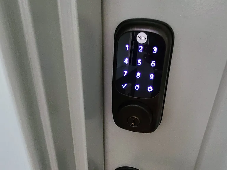 Digital locks on apartment door and building with your unique code