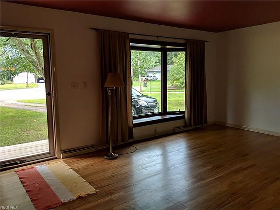 Living room with bay window.