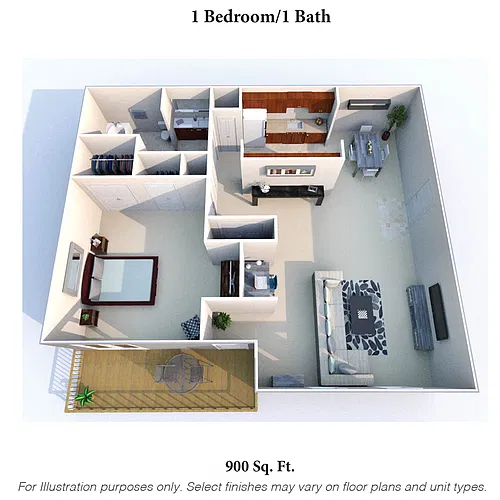 Floor plan 1 Bedroom 1 Bath C
