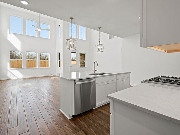 Kitchen with pendant lighting