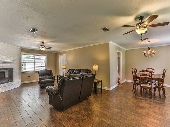 View of family room and dining area.