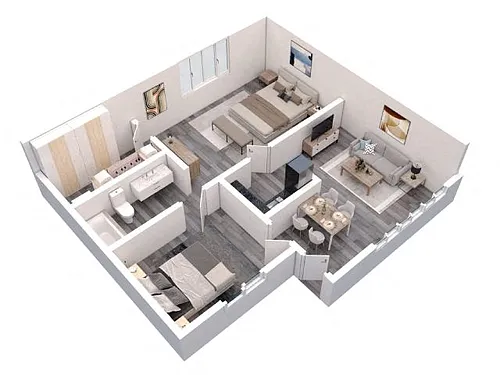 Floor plan 2 Bed 1 Bath