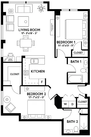 Floor plan 2 Bed/2 Bath - B2