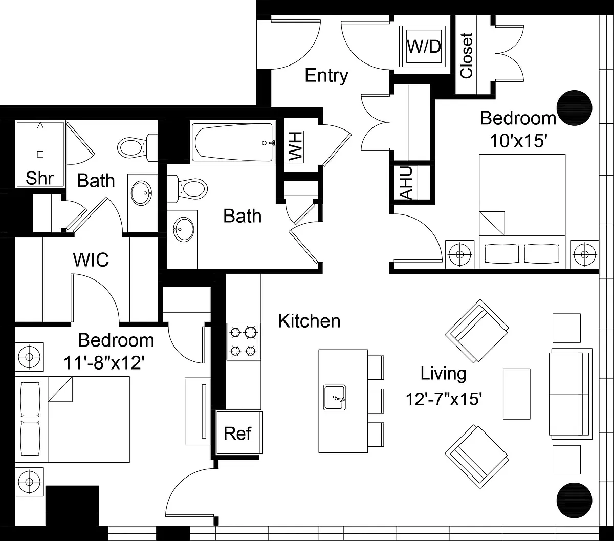 Floor plan 2 Bed/2 Bath-B26