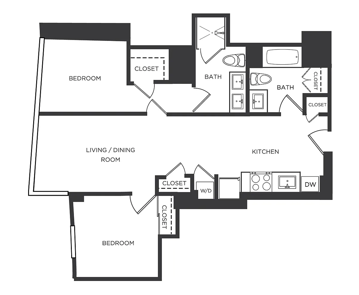 Floor plan 2 Bed/2 Bath-W