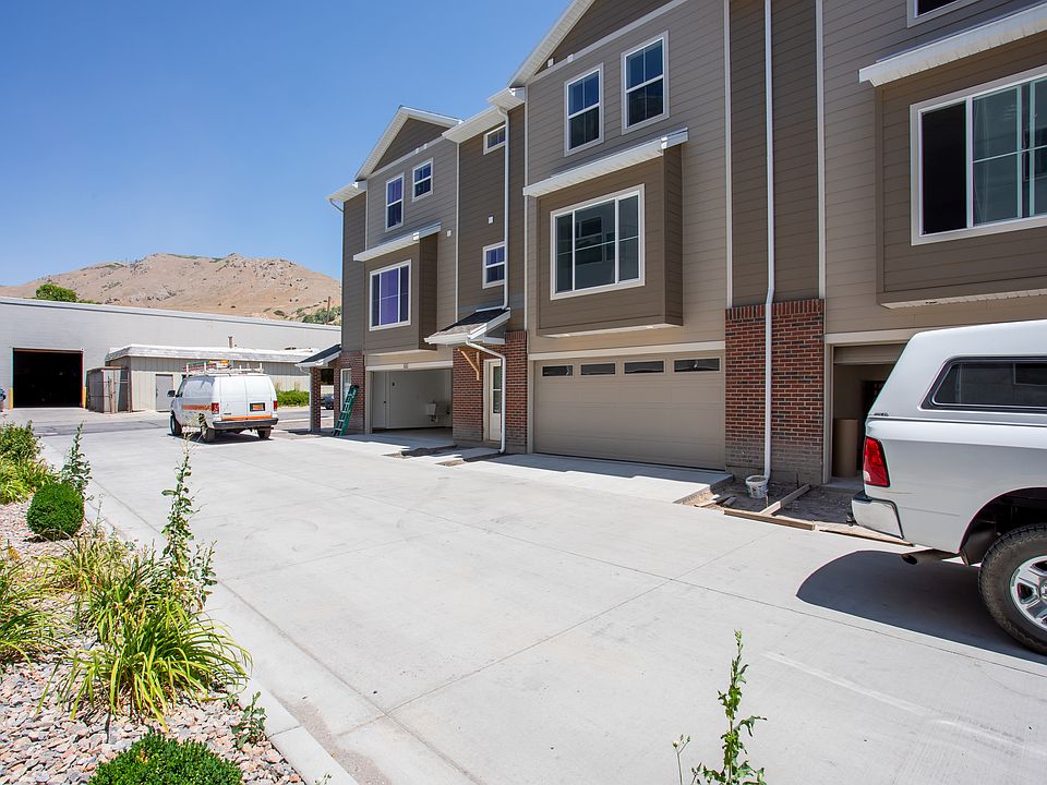 No opposing garages on the driveway. You have a private two car garage.