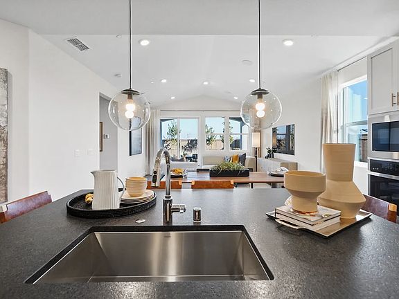 Kitchen with pendant lighting