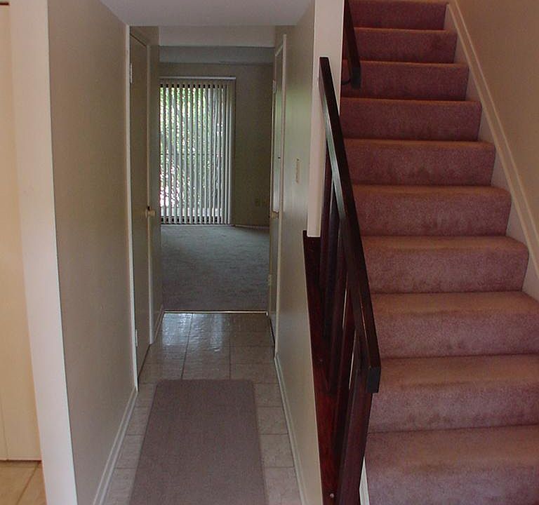 View from entrance, stairs to 2nd floor