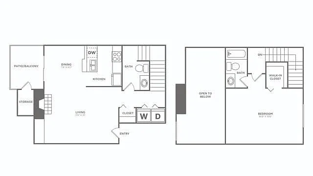 Floor plan One Bedroom (830 SF) Renovated