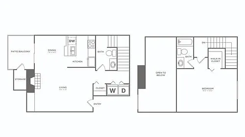 Floor plan One Bedroom (830 SF) Renovated